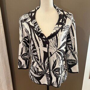 Women's Chico's Brown & Cream Silk Blend Cardigan Sweater, Size 1 or Medium